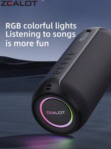 ZEALOT ZEALOT S32MAX 20W kabelloser Lautsprecher, tragbarer Outdoor-Lautsprecher, Bluetooth-Lautsprecher, integrierter 3600mAh Akku, mit RGB-Farbbeleuchtung, kann 8 Stunden spielen, kompatibel mit SD-Karte/USB/AUX, serielles Kopplungsmodus, geeignet für Smartphone/Tablet/TV/Computer, ideal für Outdoor-Partys/Radfahren/Tanzen/Strand