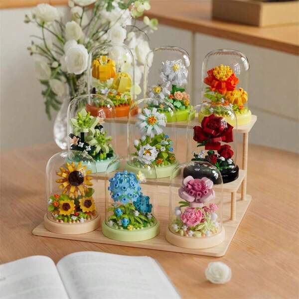 [FLOWER Building Blocks] Rose Sunflower Decoration Model - Colorful Durable ABS Mini Building Blocks Toy - Ideal For Youngsters's Crafting & Office Desk Decor - Perfect Birthday, Holiday & Christmas Gift
