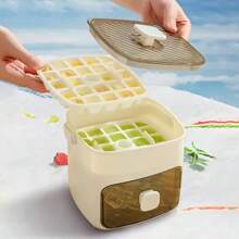 48-Slot Extra Large 2-Layer Ice Bucket With Built-In Mold, Portable Design For Easy Ice Making And Storage, Quick Access, Suitable For Parties, Outdoor Activities, Home Kitchen, Restaurant And Camping, Transparent Lid And Easy Grab Design