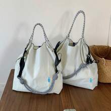Bohemian Women's Shoulder Bag Embroidered Pattern Nylon Bag Large Capacity Cloth Bag Lightweight Foldable Storage Bag Commuter Bag Fashion Bag Travel Bag Large Capacity Tote