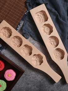 1 Set Of 4 Flower-Shaped Wooden Stamps, Wooden Mooncake Molds, DIY Hand-Pressed Mooncake Stamps, Dim Sum Desserts, Mung Bean Cakes, Pumpkin Cakes, Biscuits, Steamed Buns, Mid-Autumn Festival Pastry Molds, Biscuit Cutters, Mooncake Makers, Baking Tools, Suitable For Restaurants/Outdoors/Dining/Parties/Gifts/Festivals