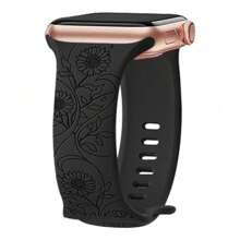 Silikon Armband mit Blumengravur kompatibel mit 44mm 42mm 41mm 40mm 45mm 49mm Series 9 8 7 SE 6 5 4, Ultra weich, langanhaltend, Modezubehör