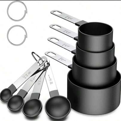 4/8PCS PP Measuring Cup With Graduated Measuring Spoon Set, Food Coffee Cup Measuring Cup Seasoning Flour Spoon, Baking Measuring Spoon Kitchen Weighing And Measuring Tools Kitchen Accessories