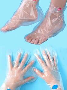 200/100片加厚一次性手蜡/足膜水疗护理，保湿滋养，带固定带，DIY手足护理 - 白色 - 查看 9