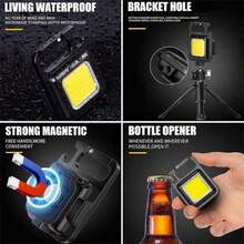 Mini Linterna Llavero Multifunción, Luz De Mano Recargable