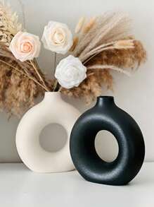 1Pc Plastic Circular Flower Vase Decoration, Simulated Dry Flower Decoration Vase, Artistic Vase For Floral Arrangements, Simple Fall Living Room Exhibition Hall Decoration,Home Decor,Flower Vase,Centerpiece,Table Decor Valentine's Day,Halloween Decor Halloween Decor Fall Decor Room Decor