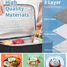 1pc Double Layer Insulated Lunch Bag, Large Capacity Lunch Box Leakproof Durable Cooler Tote Bag With Adjustable Shoulder Strap For Work Office Picnic Travel