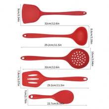 Kitchen All-In-One Heat-Resistant Silicone Cookware Set,Five-Piece Set,Household Silicone - Spatula, Soup Spoon, Frying Spatula, Slotted Spoon, Rice Spoon, Non-Stick Pan Cooking Spoon And Spatula Silicone Spatula Fish Frying Spatula Stir-Fry Spatula Steak Spatula Frying Pan Spatula Kitchenware, Non-Stick, Anti-Slip, Heat-Resistant, Anti-Scald (Without Rack)