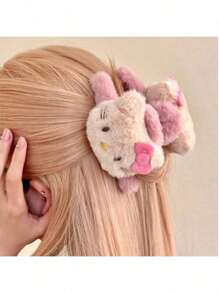 Sanrio 1PC Pink Accessories Hello Kitty Cat Hair Claw With Bow Details Cute Cartoon Family Birthday Gift For Friends Best Gift Perfect Gift Mother's Day Gift