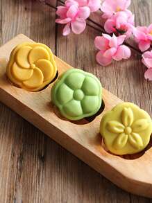 1 Set Of 4 Flower-Shaped Wooden Stamps, Wooden Mooncake Molds, DIY Hand-Pressed Mooncake Stamps, Dim Sum Desserts, Mung Bean Cakes, Pumpkin Cakes, Biscuits, Steamed Buns, Mid-Autumn Festival Pastry Molds, Biscuit Cutters, Mooncake Makers, Baking Tools, Suitable For Restaurants/Outdoors/Dining/Parties/Gifts/Festivals