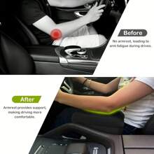 Adjustable Car Armrest Pad With Cup Holder, Comfortable Armrest Extender, Height Adjustable Arm Rest Storage Box For Most Vehicles
