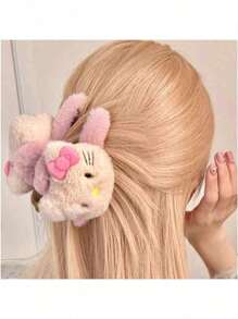 Sanrio 1PC Pink Accessories Hello Kitty Cat Hair Claw With Bow Details Cute Cartoon Family Birthday Gift For Friends Best Gift Perfect Gift Mother's Day Gift