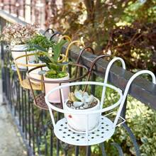 1/3pcs Contemporary Metal Balcony Flower Rack, Hanging Outdoor Railing Flower Pot Holder, Indoor Iron Guardrail Bonsai Stand For Home Garden Decor