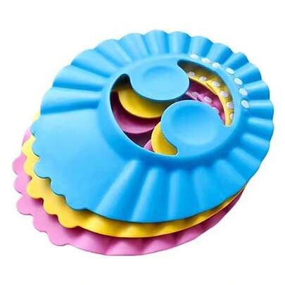 1 pieza Gorro de baño ajustable para niños, gorro de champú para bebés, material de espuma suave, plegable (Nota: El gorro de champú de material suave y delgado puede tener arrugas después de doblarlo)