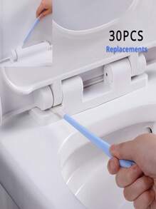 1 Set Disposable Toilet Brush, 1pc Handle + 30pcs Replacement Heads, New Disposable Toilet Brush Set, Flexible Cleaning Brush For Toilet, Long Handle Toilet Cleaning Brush, Household Cleaning Tool & Supplies
