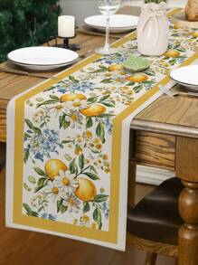 1pc Summer Lemon Flower, Sunflower Print Tablecloth, Kitchen, Dining Room Decor, Holiday Decor, Family Party Decor, Home Decor, Scene Decor, Outdoor Dining Table, Coffee Table Decor