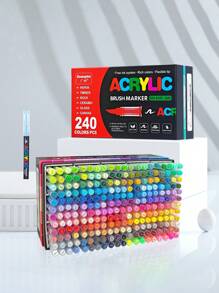 GuangNa240 Color Straight Liquid Acrylic Marker, Soft Tip Non-Press Student Drawing Color Marker, Graffiti Stackable Color Water-Based Marker Multi-Color Set