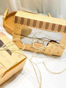 24 unidades Cajas de cartón para hornear galletas con ventana, cajas de regalo dulces con cinta y pegatinas, caja de postre de pajitas de chocolate, empaque de regalo de pastel de papel