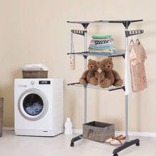 Étendoir à linge avec deux bords latéraux, support au sol pour le stockage intérieur et le séchage extérieur