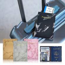 Marble Pattern Leather Passport Cover, PU Leather Passport Holder, Sewn Single Side Passport Case
