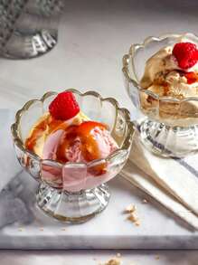 1pc/2pcs Ice Cream Tall Glass, Lotus Shaped Ice Cream Cup, Dessert Bowl, Milkshake Cup, Milk Tea Cup, Ice Cream Single Ball Cup, Reusable, Suitable For Summer Family Dessert Cup, Unique Gift For Family And Friends