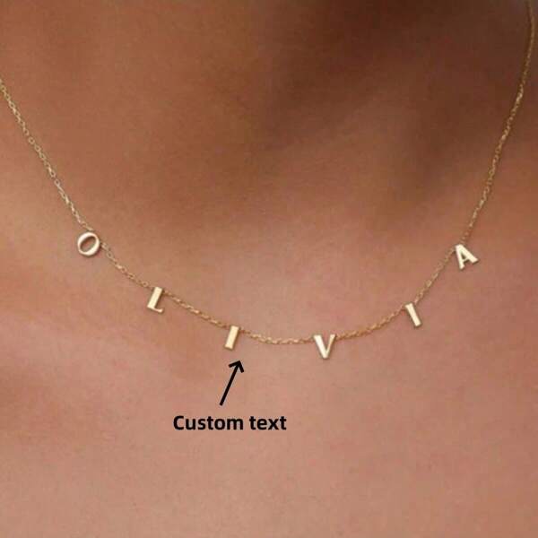 1pc Custom Simple Letter Name Necklace Jewelry Personalized Stainless Steel Initial MAMA Pendant Necklace Ladies Mom Gift Stainless Steel Gold Plated English Letter Necklace Retro Fashion Personalized Design Hip Hop Sweet Cool Clown, Suitable For Couples In The Street Daily Commute Party Wear Halloween Christmas (English Letter Custom Only) Gold, Rose Gold Stylish, Fall Fashion, Vintage, Unisex, Simple, Casual, Hipster Custom, Personalized, Unique Ideal Gifts For Her Her, Boyfriend, Girlfriend, Dad, Mom, Family, Friends, Pets, Son, Daughter, Grandparents For Anniversaries, For Valentine's Day, For Mother's Day, For Birthdays, For Graduation, For Father's Day, For Weddings, For Daily Wear, For Party, For Prom