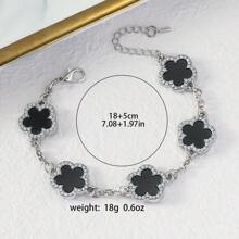 1pc Light Luxury Single-Sided Zirconia Inlaid Stainless Five Leaf Grass Bracelet, For Daily Wear, Dating, Vacation And Other Occasions. Made Of Hypoallergenic Titanium Steel And Popular Jewelry, It Is The Perfect Gift For Girlfriends ﻿
