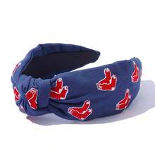 Knotted Embroidered Headband For Game Day Hairband,Hairband,Hair Hoop - Navy - View 4