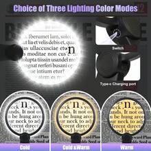 5x 15X Hands Free Magnifying Glass For Reading With 3-Color Light ,Neck Wear Magnifier For Reading Books, Sewing, Cross Stitch, Crafts, Low Vision Seniors With Aging Eyes - 黑色 - 查看 3