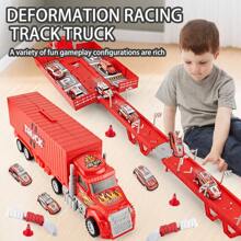Large Container Car Deformation Folding Rail Car Children's Storage Car Toy Ejection Car Boy Birthday Gift June 1 Children's Day Thanksgiving Halloween Christmas Gift Set,Back To School
