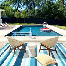 Outdoor Rug 5X8 Waterproof Non-Slip Backing All-Weather Reversible Patio Carpet For Porch, Deck, Garden, Balcony - Heavy Duty, Easy To Clean, Decorative Design Indoor/Outdoor Use, Fade Resistant, Mold & Mildew Proof, Low Maintenance, Polypropylene | Modern Geometric, Bohemian Patterns For Backyard, Poolside, Camping, RV - Turquoise Stripes - View 3