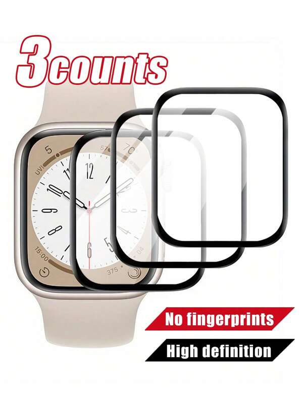 Conjunto de 3 protetores de tela de cerâmica macia compatíveis com séries 1 a 10 (42 mm e 46 mm), alta sensibilidade, dureza 9H, antirriscos, à prova d'água, antiimpressão digital, sem bolhas, compatível com todas as capas protetoras, película de vidro macio transparente e brilhante para tela de relógio inteligente, cobertura total da tela, toque suave, antipoeira e antimanchas, adesão ultraforte, presente de aniversário, protetor de tela para relógio para família e amigos, capa para relógio, acessórios para relógio