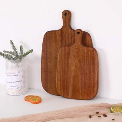 1pc Rosewood Cutting Board - Wooden Kitchen Chopping Board, Stylish Long Handle, Solid Wood, For Meat, Cheese, Bread, Vegetables And Fruits - Charcuterie Board Cheese Serving Platter, Perfect For Food Slicing And Display, Portable Camping Cutting Board, Essential For Modern Country Kitchen. Mother's Day Gift, Wedding Season Kitchen Supplies, Christmas Gift.