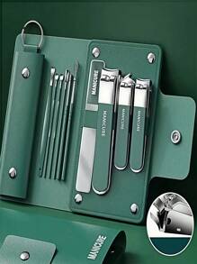 Set da 10 pezzi di tagliaunghie e cucchiaini per orecchie, set professionale di tagliaunghie e strumenti per la cura dei piedi, in acciaio inossidabile, inclusi cucchiaini per orecchie, adatto per viaggio o uso familiare, come set di strumenti per la cura della bellezza