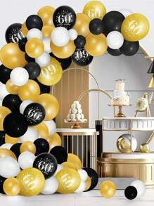 89pcs Black Gold 18th 30th 40th 50th 60th 70th Number Latex Balloons Chain Birthday Balloon Arch Birthday Party Decorations Adult