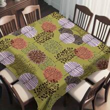 1pc Floral & Geometric Pattern Printed Tablecloth, Polyester Modern Style Waterproof Rectangular/Round Digitally Printed Tablecloth Suitable For Living Room, Home, Outdoor Dining Table, Small Round Table
