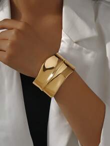 1 件夸张时尚高贵品质金属开口手镯，适合女士，适合办公室、派对、生日、社交活动、购物、约会、送礼