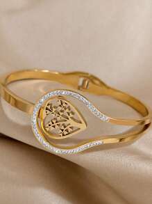 1 Pulsera brazalete de acero inoxidable con diseño de corazón para mujer, joyería de diario y fiesta, regalo para el Día de la Madre, verano