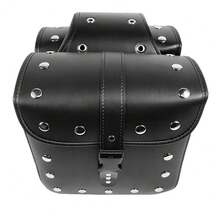 1 Pair Universal Motorcycle Saddle Bags, PU Leather Sports Rider Tool Pouch Saddlebags, Suitable For Suzuki, Large Capacity Dual Side Storage With Quick Access Zippers And Adjustable Straps, Classic Black Styling For Cruiser Sport Touring Bikes, Water-Resistant Exterior Trim, Fashionable Road Trip And Commuter Accessory, Ideal For Weekend Rides, Daily Commuting, Camping Gear, Motorcycle Touring, Fall Riding, Halloween, Thanksgiving And Christmas Gift-Ready Packaging, Easy Install Mounting Hardware Included, Streamlined Low-Profile Design For Improved Aerodynamics And Secure Fit - Black - View 9