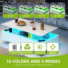 4-In-1 Lift-Top Coffee Table With Drawers - Multi-Functional Convertible Design With Storage Space - Transforms To Dining Table In White & Gray For Living/Dining Room