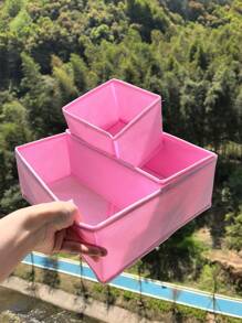 3/6pcs Non-Woven Fabric Foldable Storage Boxes, Drawer Type Organizer Bins For Socks, Bras, Underwear
