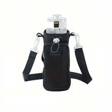 男女通用可调节肩带水瓶包，带多个隔层，适合旅行、徒步旅行、骑自行车、手机袋 - 黑色 - 彩色 - 查看 14