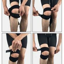 1pc Black Knee Support Strap, Compression Knee Brace Sleeve Wrap For Running, Outdoor Activities