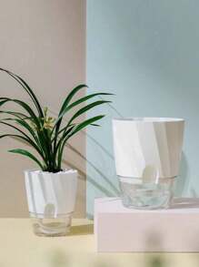 Self Watering Planter Set With Automatic Water Absorption For Potted Plants, Transparent Hydroponic Container, Slouchy Person Planter