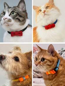 可爱卡通蝴蝶结宠物项圈，可调节尺寸防窒息带扣，猫项圈，柔软舒适，易于清洁，时尚，适合各种尺寸的猫和狗 - 彩色 - 查看 3