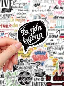 50pcs Pack Spanish Inspirational Stickers For Scrapbooking, Notebook, Phone Case, Guitar, Skateboard, Tablet