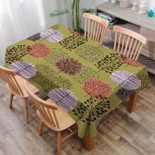 1pc Floral & Geometric Pattern Printed Tablecloth, Polyester Modern Style Waterproof Rectangular/Round Digitally Printed Tablecloth Suitable For Living Room, Home, Outdoor Dining Table, Small Round Table