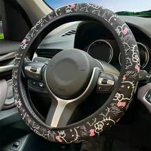 Sanrio (Authorized) Sanrio Hello Kitty Car Steering Wheel Cover - Elastic Fit, No Inner Ring, Polyester Material, 14.96-Inch Car Interior Accessories, SANRIO