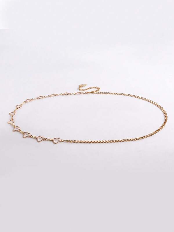 1 stuk minimalistische, veelzijdige, holle metalen tailleketting in hartvorm, uniek vintage sexy lichaamssieraadaccessoire voor vrouwen