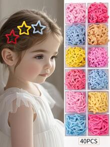 40/20 piezas Clips para el cabello con forma de estrella de dopamina, mariposa y flor de ciruelo en colores llamativos, accesorios para el cabello encantadores para estudiantes, adecuados para la vida diaria y festivales